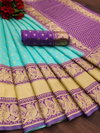 KP 4015 Soft Lichi Silk Cloth With Jacquard Work Saree Wholesale Market In Surat With Price